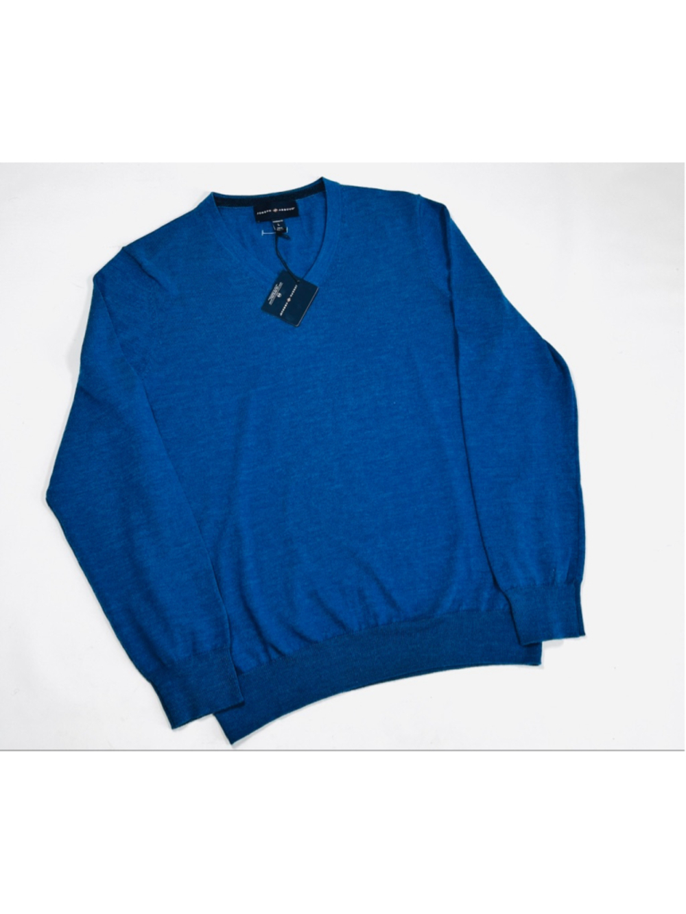 NWT JOSEPH ABBOUD Sweater Blue V-Neck Sweater L Merino Blend